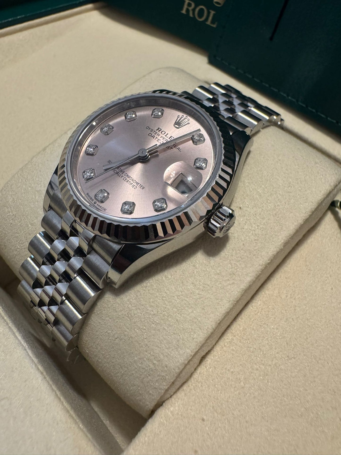 Rolex Steel and White Gold Datejust - 31 MM - Jubilee Bracelet - Fluted Bezel - Pink Diamond Dial - 278274 pdj
