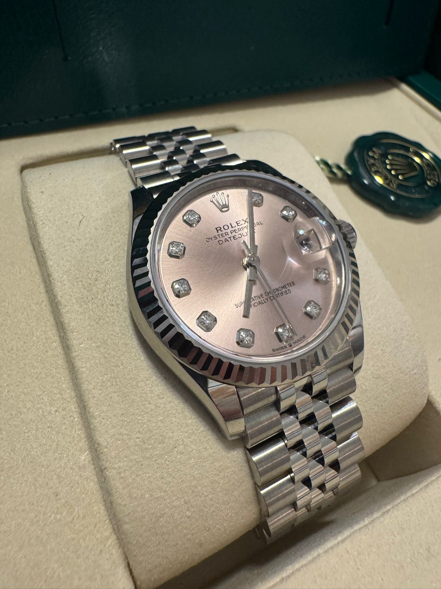 Rolex Steel and White Gold Datejust - 31 MM - Jubilee Bracelet - Fluted Bezel - Pink Diamond Dial - 278274 pdj