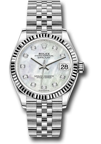 Rolex Steel and White Gold Datejust - 31 MM - Jubilee Bracelet - Fluted Bezel - White Mother-Of-Pearl Diamond Dial - 278274 mdj