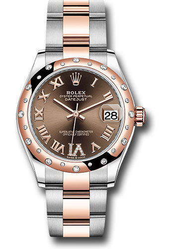 Rolex Steel and Everose Gold Datejust - 31 MM - Oyster Bracelet - 24 Diamond Bezel - Chocolate Diamond Roman VI Dial - 278341RBR chodr6o