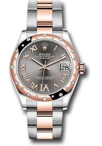 Rolex Steel and Everose Gold Datejust - 31 MM - Oyster Bracelet - 24 Diamond Bezel - Dark Rhodium Diamond Dial - 278341RBR dkrhdr6o