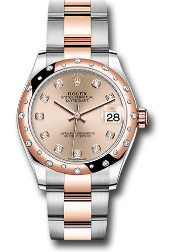 Rolex Steel and Everose Gold Datejust - 31 MM - Oyster Bracelet - 24 Diamond Bezel - Rose Diamond Dial - 278341RBR rodo