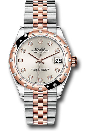 Rolex Steel and Everose Gold Datejust - 31 MM - Jubilee Bracelet - 24 Diamond Bezel - Silver Diamond Dial - 278341RBR sdj