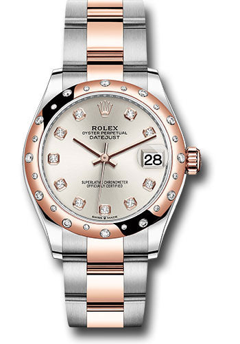 Rolex Steel and Everose Gold Datejust - 31 MM - Oyster Bracelet - 24 Diamond Bezel - Silver Diamond Dial - 278341RBR sdo