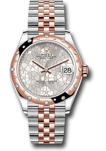 Rolex Steel and Everose Gold Datejust - 31 MM - Jubilee Bracelet - 24 Diamond Bezel - Silver Floral Motif Diamond Dial - 278341rbr sflomdj