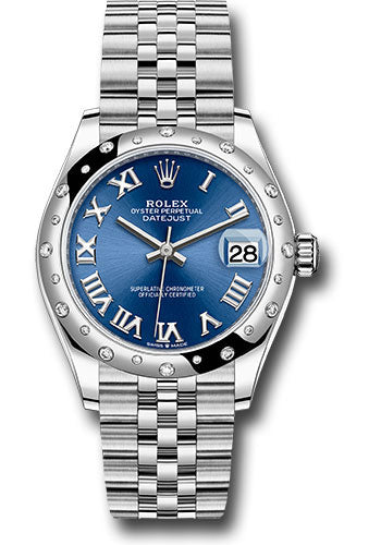 Rolex Steel and White Gold Datejust - 31 MM - Jubilee Bracelet - Domed 24 Diamond Bezel - Blue Roman Dial - 278344RBR blrj