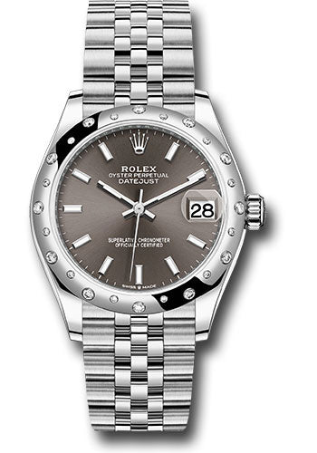 Rolex Steel and White Gold Datejust - 31 MM - Jubilee Bracelet - Domed 24 Diamond Bezel - Dark Grey Index Dial - 278344RBR dkgij