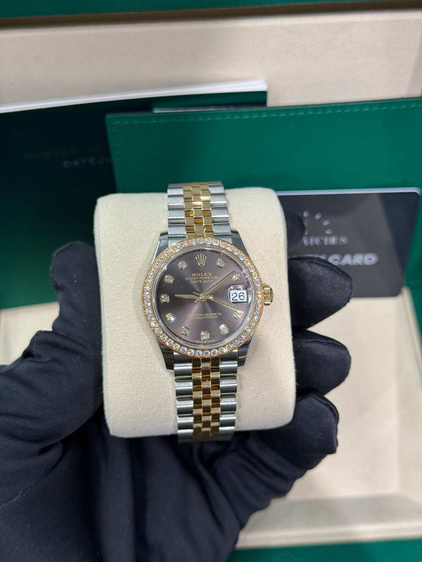 Rolex Steel and Yellow Gold Datejust - 31 MM - Jubilee Bracelet - Diamond Bezel - Dark Grey Diamond Dial - 278383RBR dkgdj
