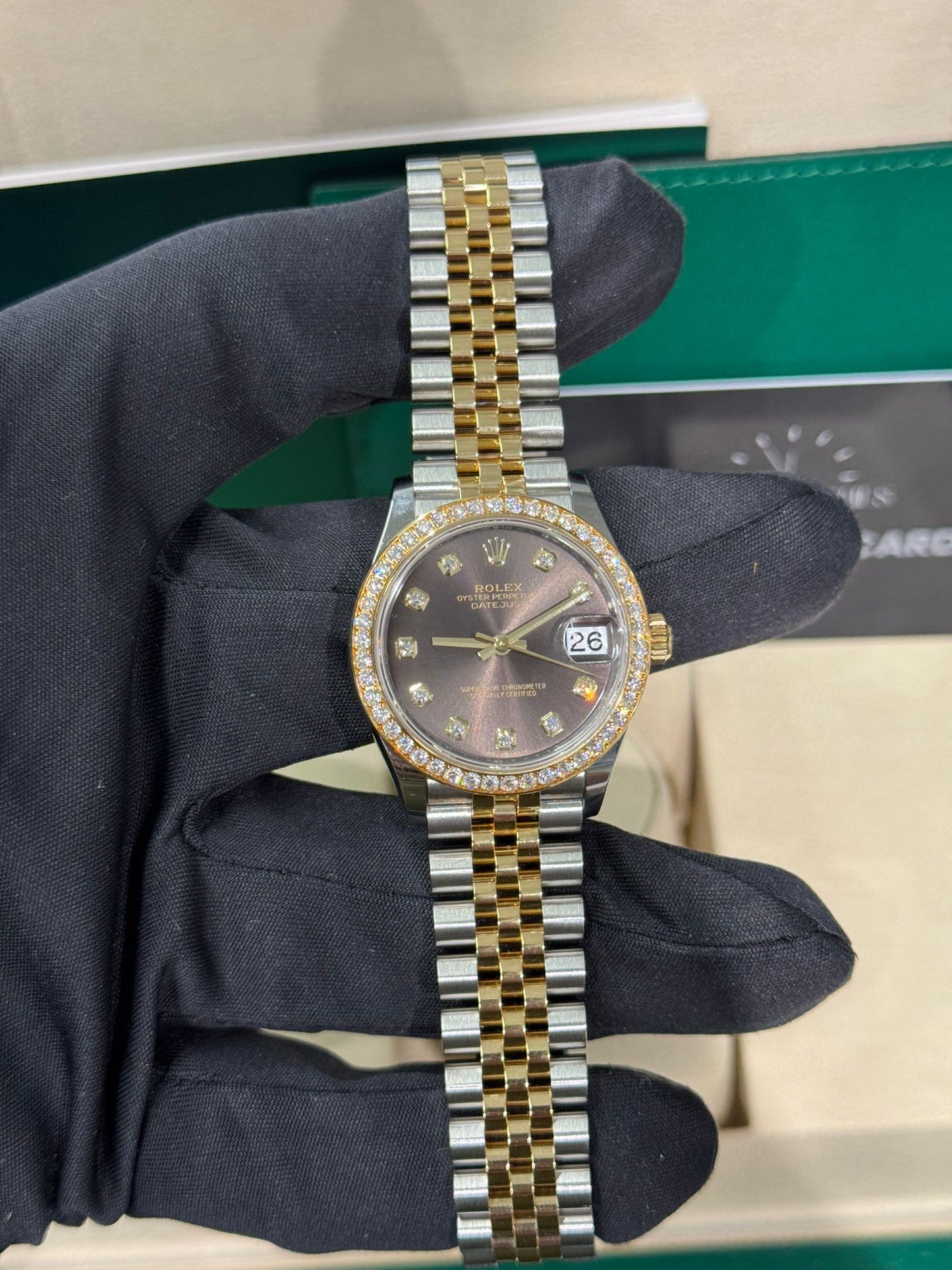 Rolex Steel and Yellow Gold Datejust - 31 MM - Jubilee Bracelet - Diamond Bezel - Dark Grey Diamond Dial - 278383RBR dkgdj