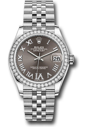 Rolex Steel and White Gold Datejust - 31 MM - Jubilee Bracelet - Diamond Bezel - Dark Grey Roman Diamond 6 Dial - 278384RBR dkgdr6j