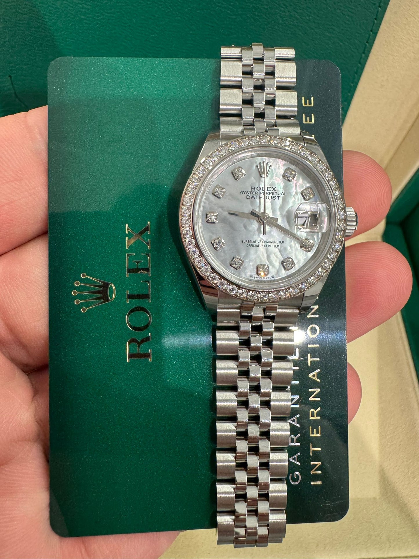 Rolex Lady-Datejust Stainless Steel and White Gold - 28 MM - Jubilee Bracelet - Diamond Bezel - Mother of Pearl Diamond Dial - 279384RBR-0011