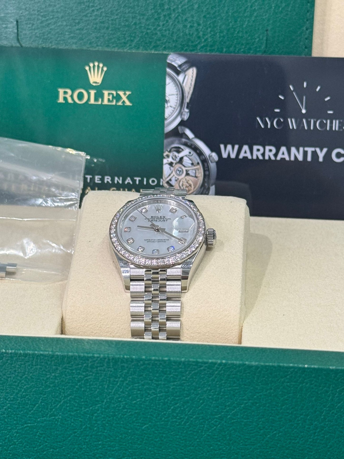 Rolex Lady-Datejust Stainless Steel and White Gold - 28 MM - Jubilee Bracelet - Diamond Bezel - Mother of Pearl Diamond Dial - 279384RBR-0011