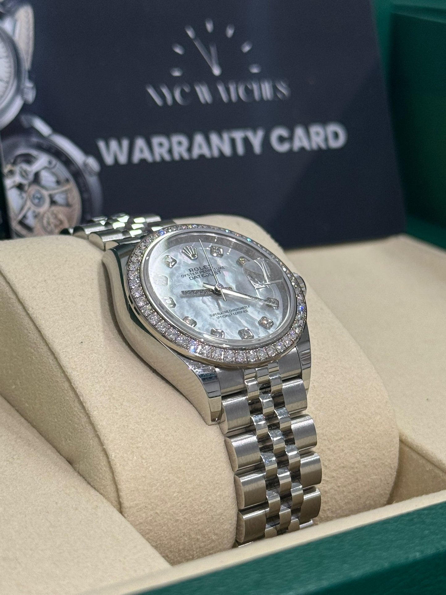 Rolex Lady-Datejust Stainless Steel and White Gold - 28 MM - Jubilee Bracelet - Diamond Bezel - Mother of Pearl Diamond Dial - 279384RBR-0011
