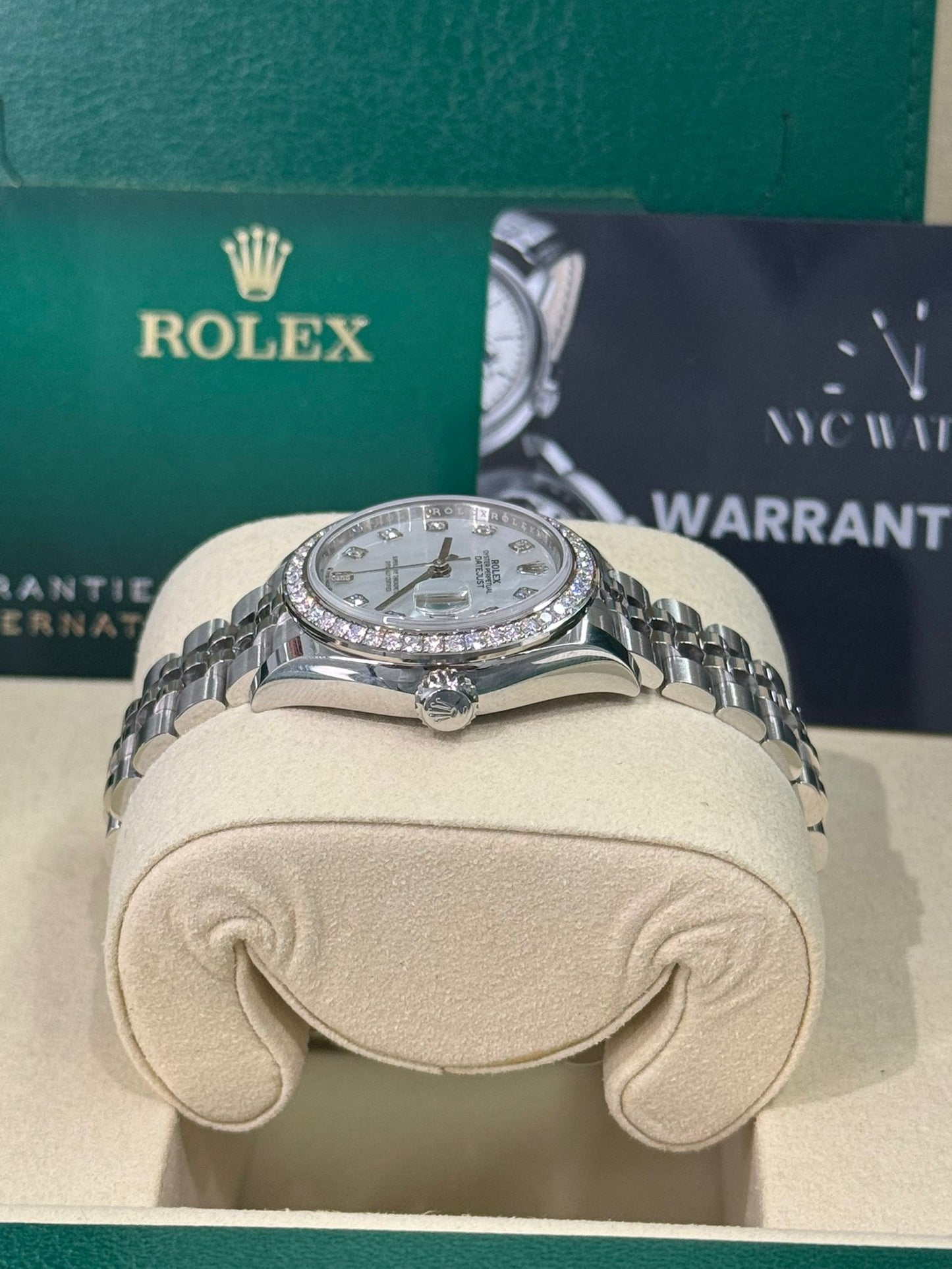 Rolex Lady-Datejust Stainless Steel and White Gold - 28 MM - Jubilee Bracelet - Diamond Bezel - Mother of Pearl Diamond Dial - 279384RBR-0011