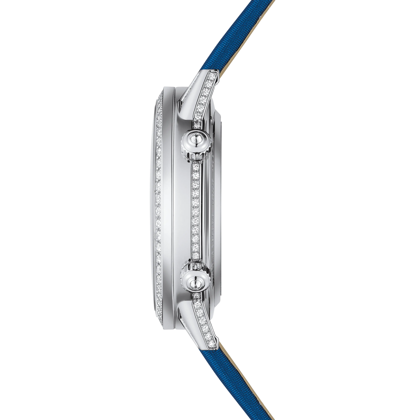 JLC - Rendez-Vous Jewellery Moon - 36 MM - White Gold - Silver/Blue Asymmetrical Dial - Diamond Bezel - Blue Satin Strap - Q3523490