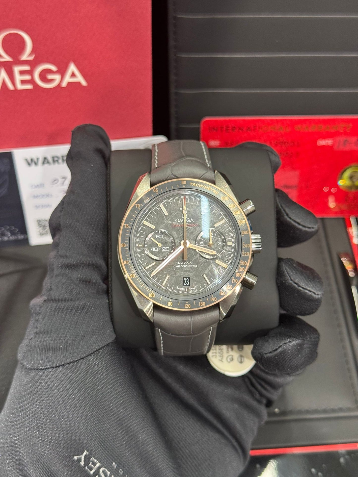 Omega Speedmaster Grey Ceramic 44.25 MM - Grey Leather Strap - Grey Dial - 311.63.44.51.99.001