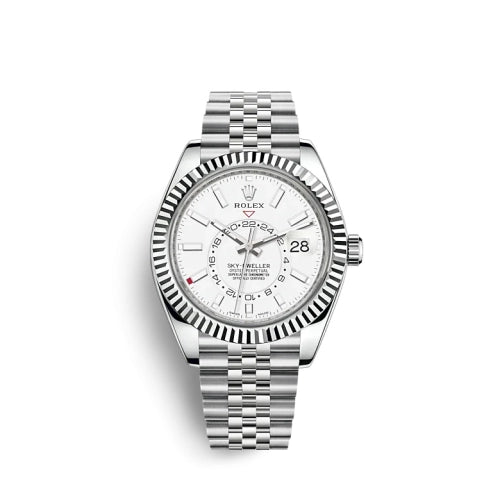 Rolex Stainless Steel & White Gold Sky Dweller Watch - 42 MM - Jubilee Bracelet - White Dial - 326934-0002