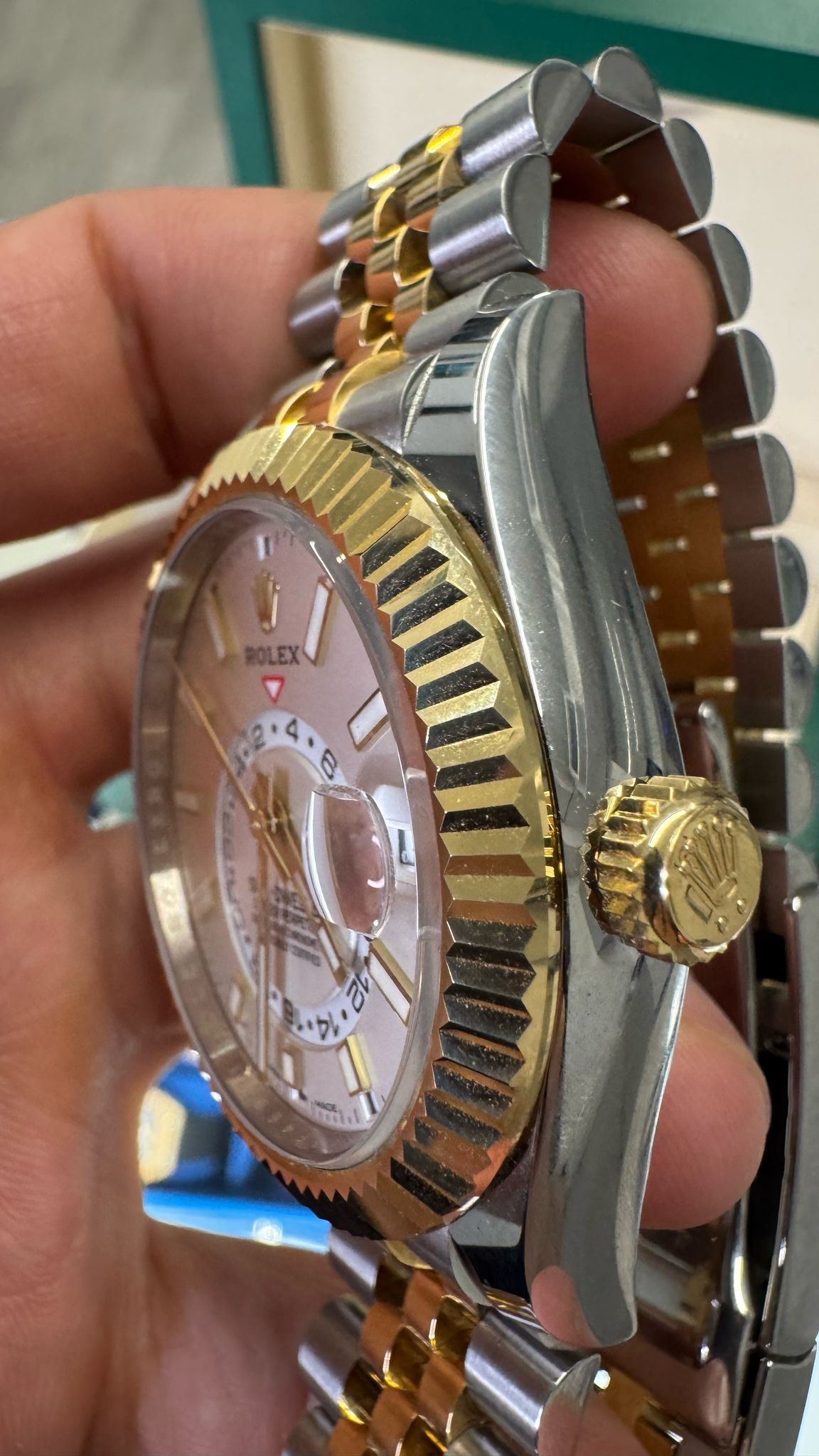 Rolex Stainless Steel and Yellow Gold Sky Dweller Watch - 42 MM - Jubilee Bracelet - Fluted Ring Command Bezel - White Index Dial - 336933 wij