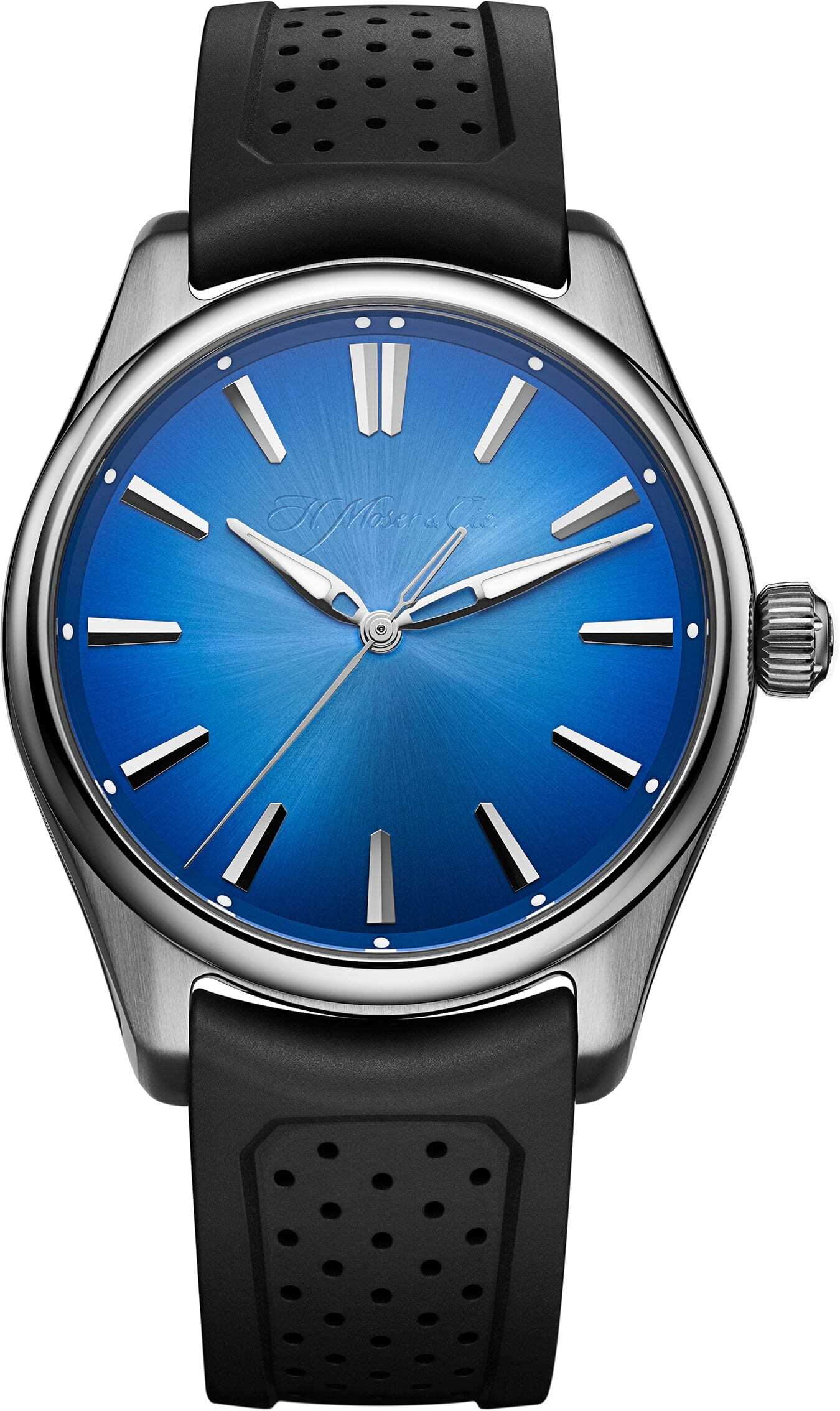 H. Moser & Cie Pioneer Center Seconds Arctic Blue - Stainless Steel - 40 MM - Rubber Strap - Arctic Blue Fumé Dial - 3200-1217