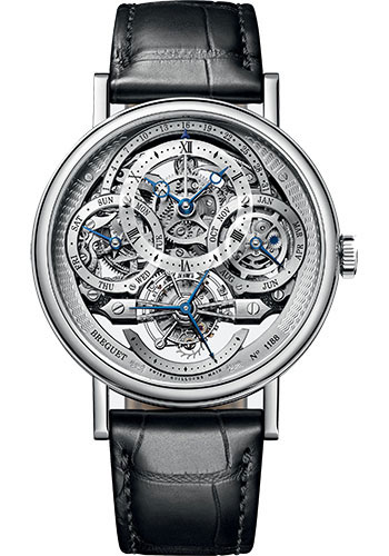 Breguet Classique Grande Complication Platinum 41 MM - Black Leather Strap - Skeleton Dial - 3795PT/1E/9WU