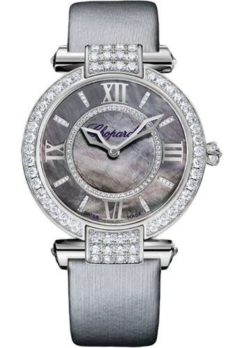 Chopard Imperiale White Gold 36 MM - Silver Strap - Diamond Bezel - Black Mother-Of-Pearl Dial - 384242-1006