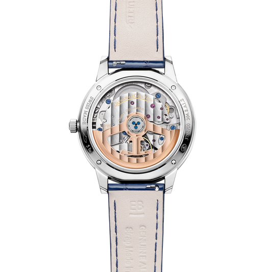 JLC - Rendez-Vous Classic Night & Day - 34 MM - Stainless Steel - Silvered-Gray Guilloché Diamond Dial - Blue Leather Strap - Q3448411