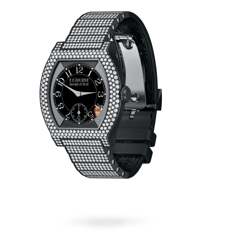 F.P. Journe Elégante Titanium Titalyt® with 12 rows of diamonds and set bracelet 40 x 35 MM - Titanium Diamond Black Rubber Strap - Diamond Bezel - Black Dial - Titalyt® with 12 rows of diamonds and set bracelet nyc watcher nyc watches