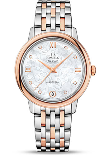 Omega De Ville Stainless Steel and Rose Gold 32.7 MM - Stainless Steel and Rose Gold Bracelet - Mother-Of-Pearl Dial - 424.20.33.20.55.001 nyc watcher nyc watches