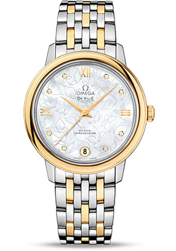 Omega De Ville Stainless Steel and Yellow Gold 32.7 MM - Stainless Steel and Yellow Gold Bracelet - Mother-Of-Pearl Dial - 424.20.33.20.55.002 nyc watcher nyc watches