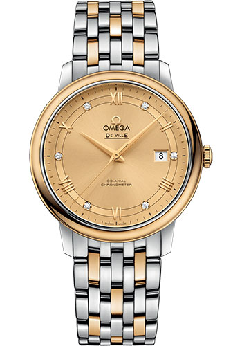 Omega De Ville Yellow Gold and Stainless Steel 39.5 MM - Yellow Gold and Stainless Steel Bracelet - Champagne Diamond Dial - 424.20.40.20.58.001 nyc watcher nyc watches