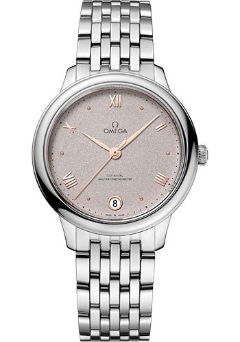 Omega De Ville Stainless Steel 34 MM - Stainless Steel Bracelet - PVD Rose-Grey Sandy Dial - 434.10.34.20.02.002