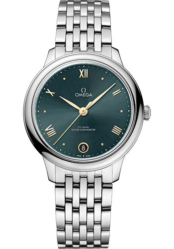 Omega De Ville Stainless Steel 34 MM - Stainless Steel Bracelet - Green Dial - 434.10.34.20.10.001