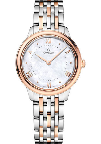 Omega De Ville Stainless Steel and Rose Gold 30 MM - Stainless Steel and Rose Gold Bracelet - White Mother-Of-Pearl Dial - 434.20.30.60.05.001