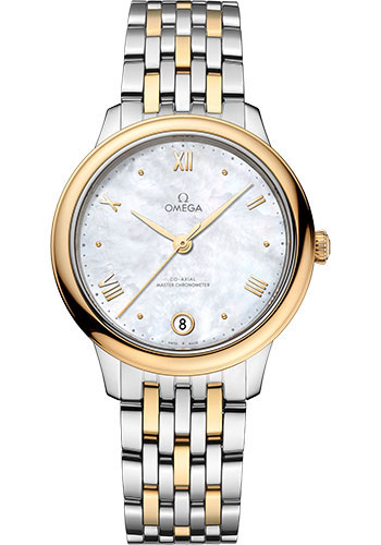 Omega De Ville Yellow Gold and Stainless Steel 34 MM - Yellow Gold and Stainless Steel Bracelet - White Mother-Of-Pearl Dial - 434.20.34.20.05.002