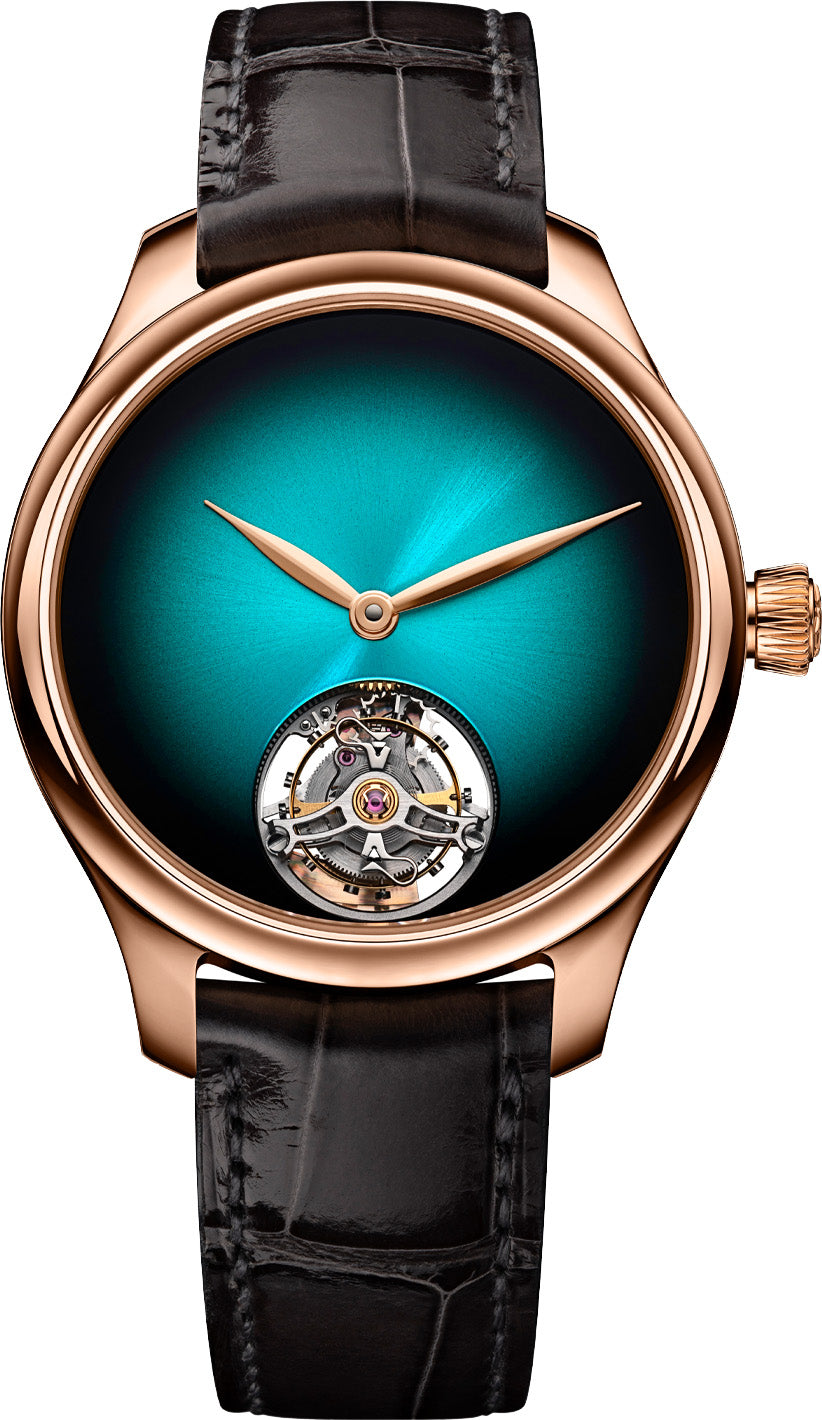 H. Moser & Cie Endeavour Tourbillon Blue Lagoon - 38 MM - Red Gold - Blue Lagoon Fumé Dial - Alligator Leather Strap - 1804-0406