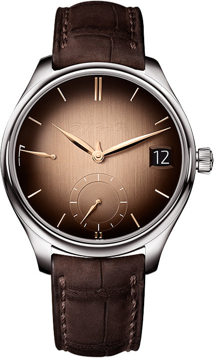 H. Moser & Cie Endeavour Perpetual Calendar - 42 MM - White Gold - Smoked Salmon Griffé Dial - Leather Bracelet - 1800-0207