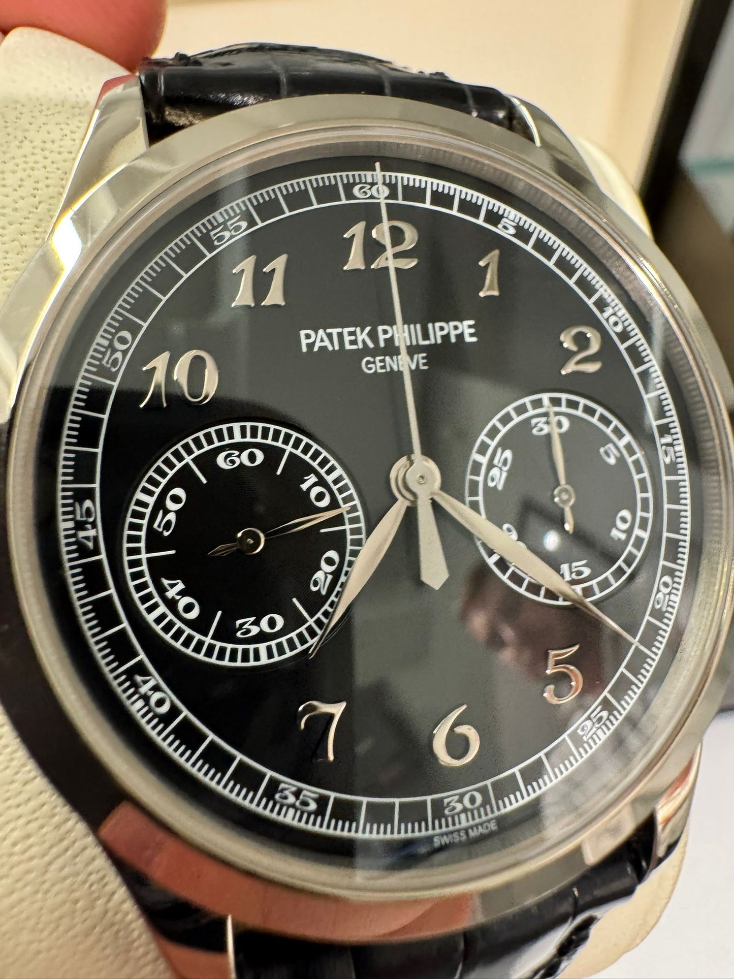 Patek Philippe Complications - Chronograph - 39 MM - White Gold - Black Dial - Leather Bracelet - 5170G-010