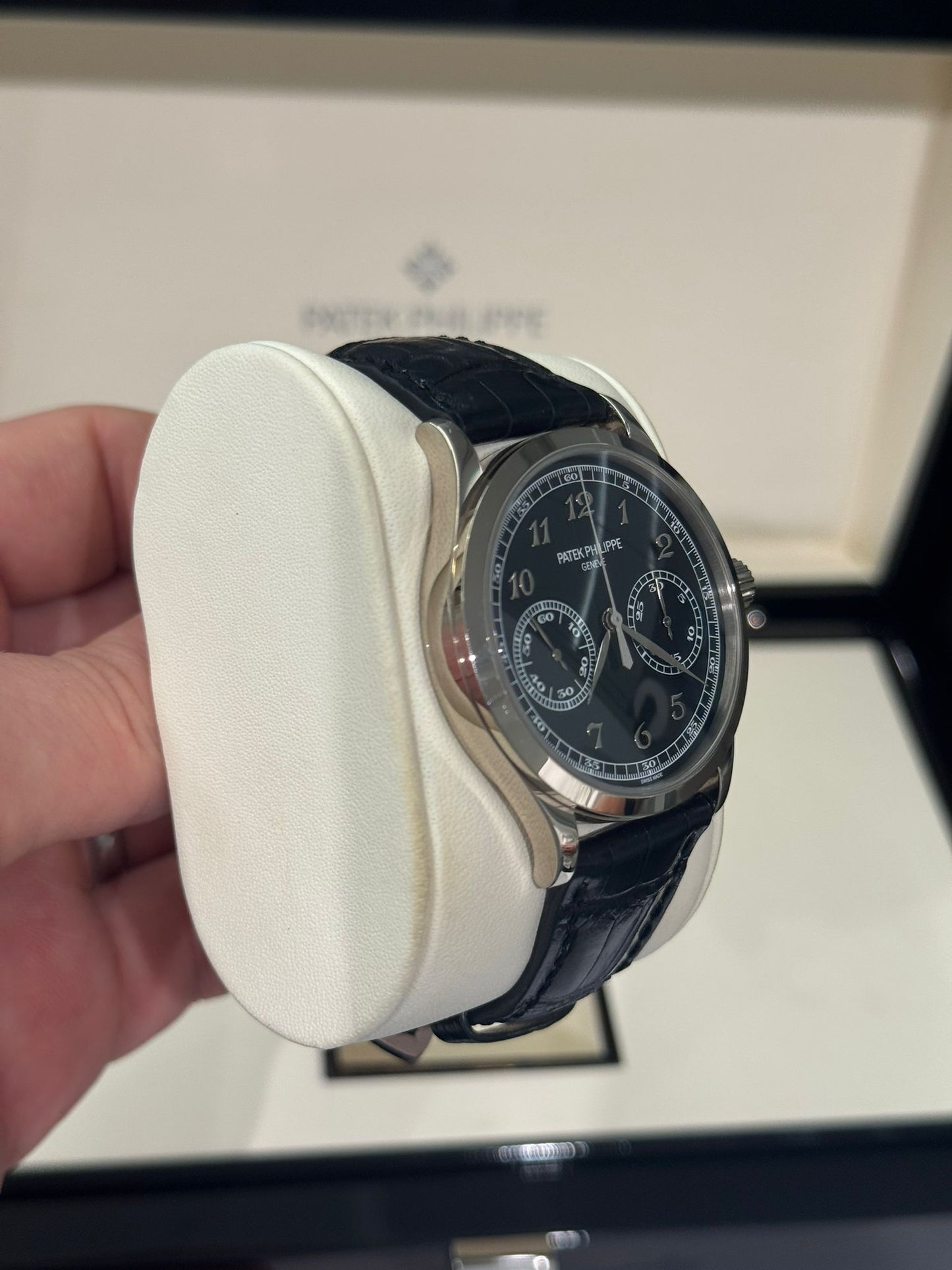 Patek Philippe Complications - Chronograph - 39 MM - White Gold - Black Dial - Leather Bracelet - 5170G-010