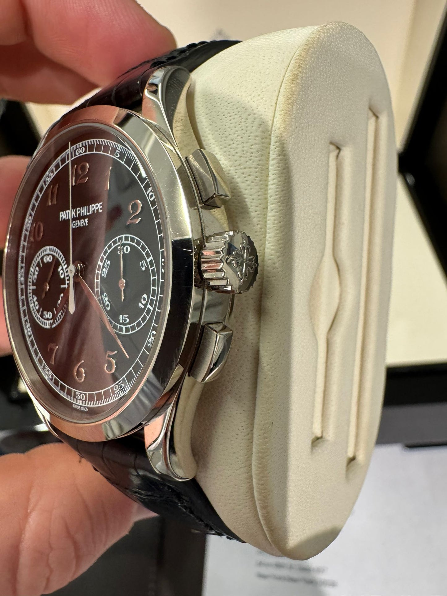 Patek Philippe Complications - Chronograph - 39 MM - White Gold - Black Dial - Leather Bracelet - 5170G-010