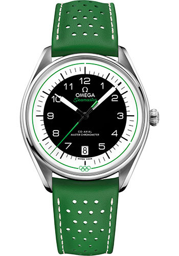 Omega Specialities Stainless Steel 39.5 MM - Green Leather Strap - Black Dial - 522.32.40.20.01.005 nyc watcher nyc watches
