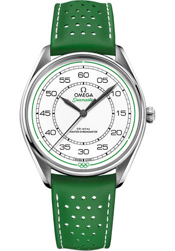 Omega Specialities Stainless Steel 39.5 MM - Green Leather Strap - White Dial - 522.32.40.20.04.005 nyc watcher nyc watches