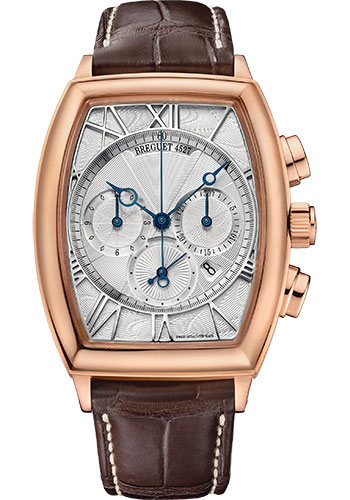 Breguet Héritage Rose Gold 42 x 35 MM - Brown Leather Strap - Silver Gold Dial - 5400BR/12/9V6