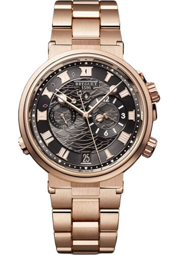 Breguet Marine Rose Gold 40 MM - Black Leather Strap - Rose Gold Bracelet - 5547BR/G3/RZ0