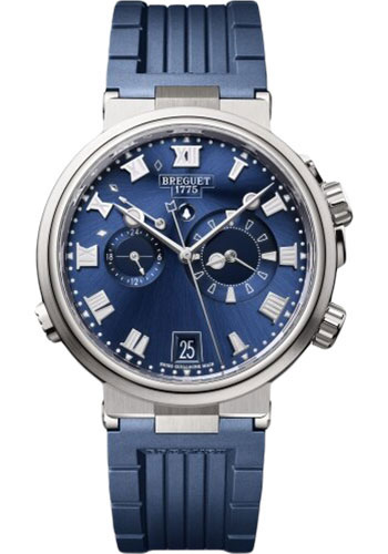 Breguet Marine Titanium 40 MM - Blue Rubber Strap - Blue Dial - 5547TI/Y1/5ZU