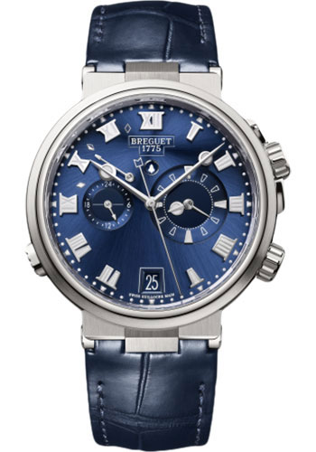 Breguet Marine Titanium 40 MM - Blue Leather Strap - Blue Dial - 5547TI/Y1/9ZU