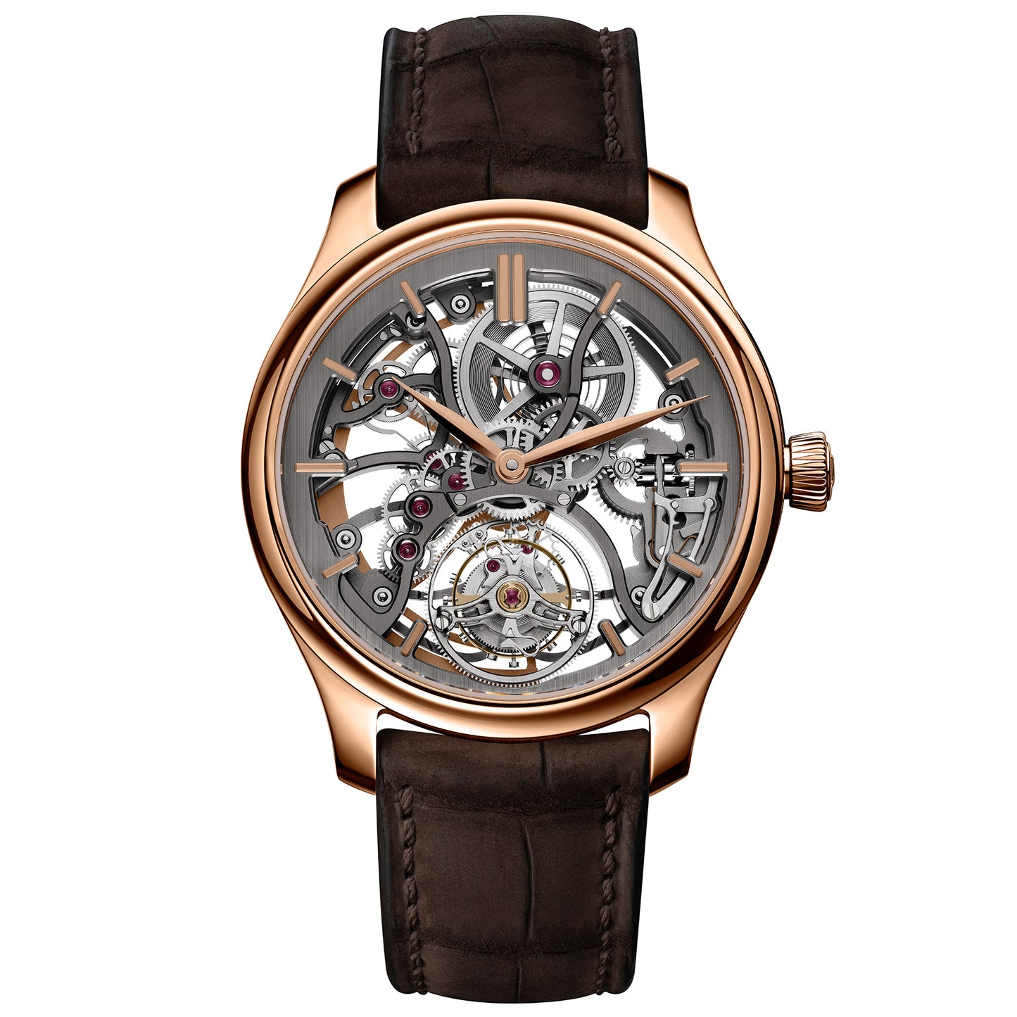 H. Moser & Cie Endeavour Tourbillon Skeleton - 40 MM - Red Gold - Skeleton Dial - Leather Bracelet - 1814-0400
