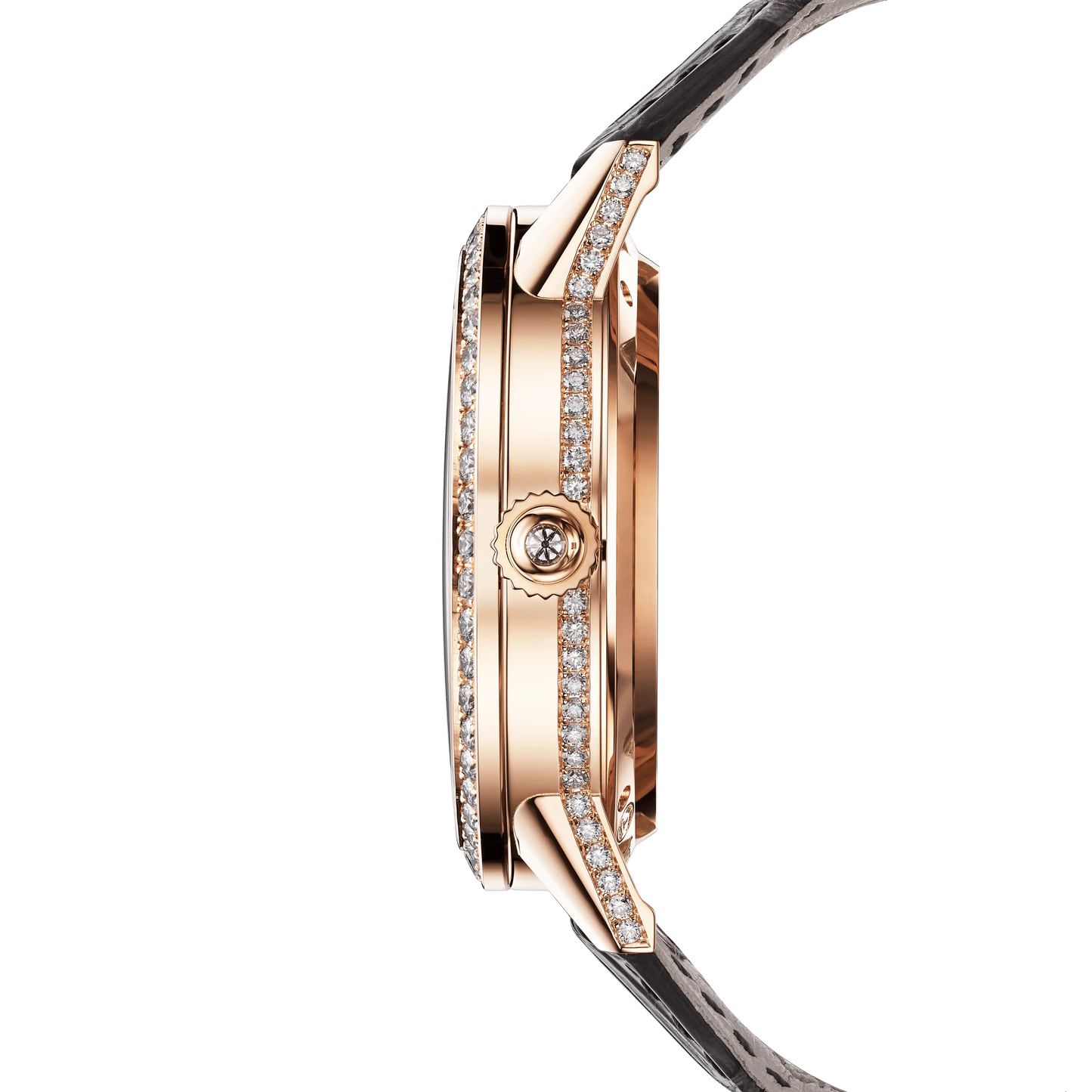 JLC - Rendez-Vous Jewellery Tourbillon - 39 MM - Pink Gold - Mother-Of-Pearl Diamond-Set Dial - Diamond Bezel - Gray Leather Strap - Q3412410