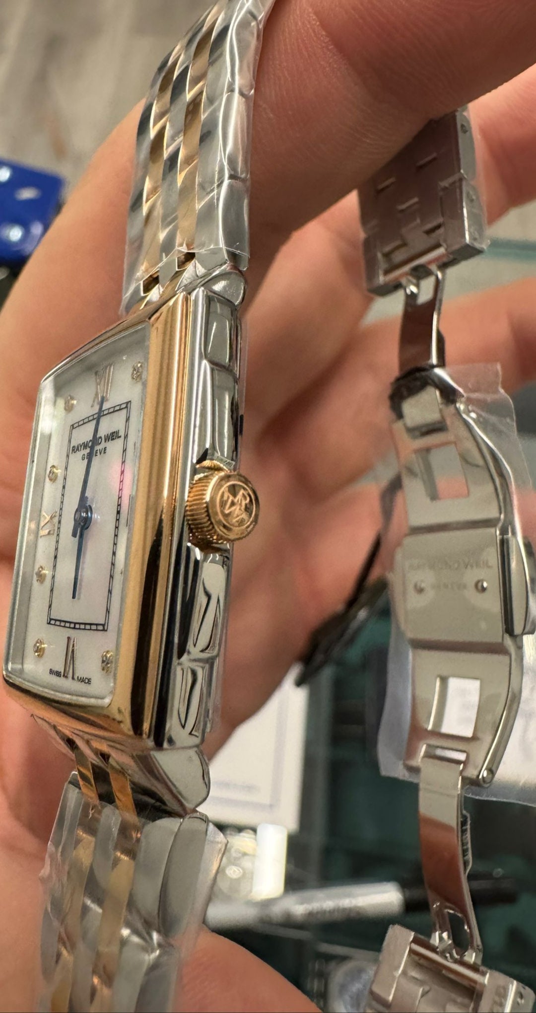 Raymond Weil Toccata Two Tone Stainless Steel and Rose Gold 22.6 x 28.1 MM - White Mother of Pearl Dial - 5925-SP5-00995