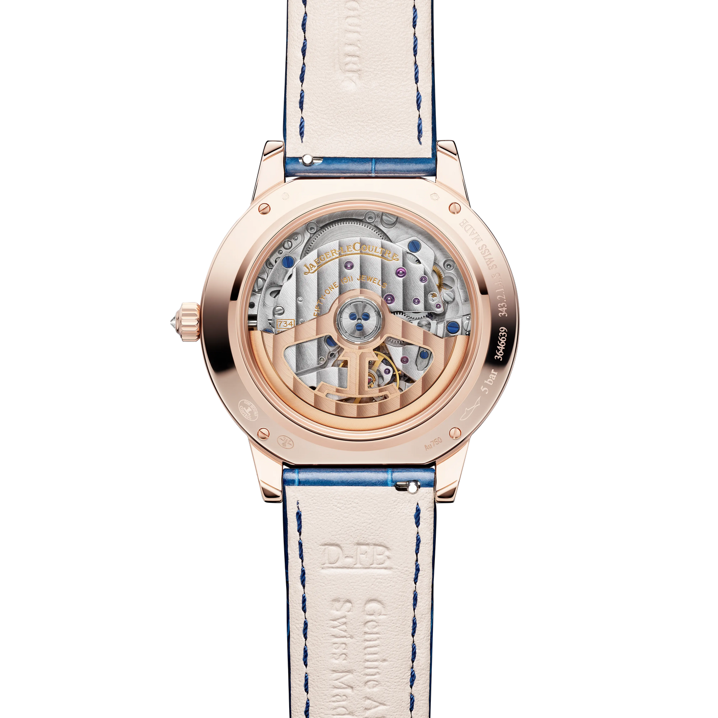 JLC - Rendez-Vous Jewellery Shooting Star - Limited Edition - 36 MM - Pink Gold - Shooting Star Motif Dial - Diamond-Set Bezel - Blue Leather Strap - Q36424C2