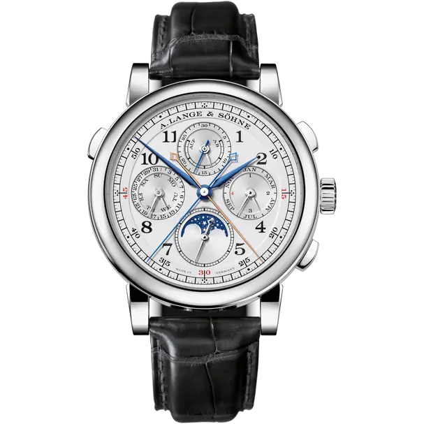 A.Lange & Söhne Rattrapante - Perpetual Calendar and Moonphase - 41.9 MM - Platinum - White Dial - 421.025FE nyc watcher nyc watches